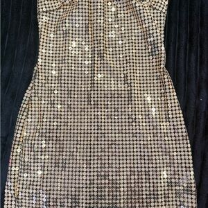 PrettyLittleThing Gold Sequin Mini Dress